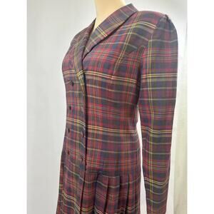 Vintage Laura Ashley Size 6 Plaid Tartan Double-Breasted Drop Waist Riding Dress